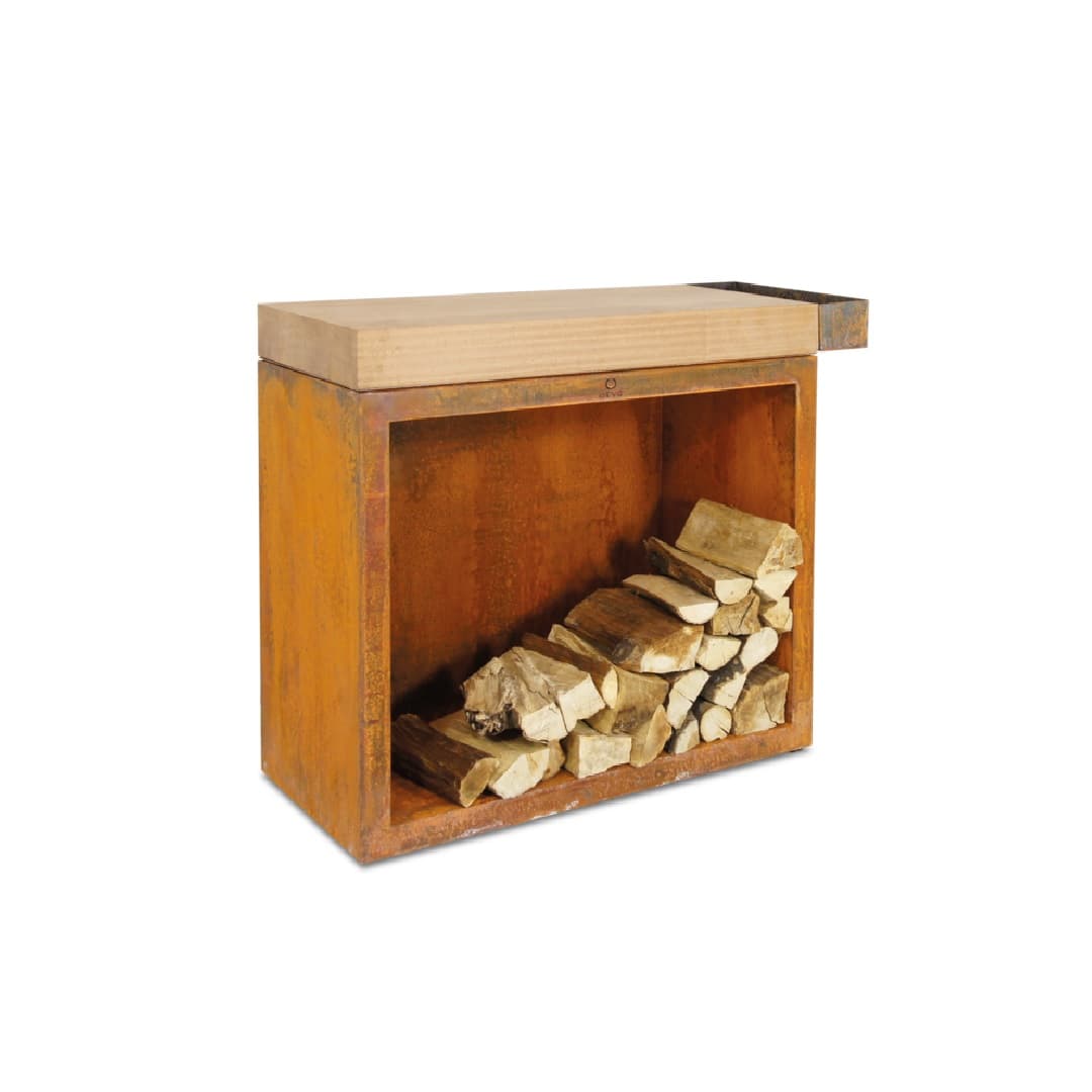 OFYR BUTCHER BLOCK STORAGE 90 CORTEN TEAK WOOD