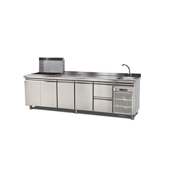 מטבח גינה נירוסטה 274 ס"מ עם מקרר - GINOX