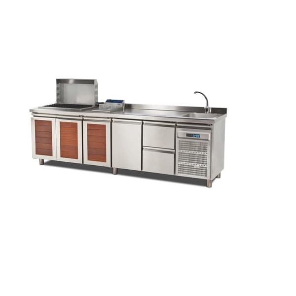 מטבח גינה 274 ס"מ עם מקרר - GINOX בשילוב HPL